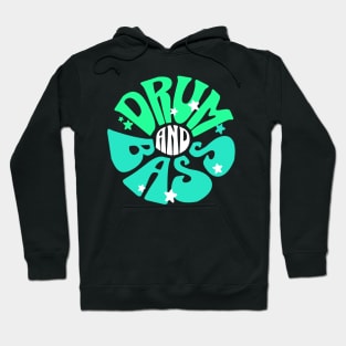 DRUM AND BASS  - Y2K Font Flower (white/green/teal) Hoodie